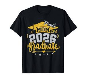 lot 6427 image: Port and company size L color blue Proud Mom of A 2026 Graduate Grad Senior Graduation Mother T-Shirt