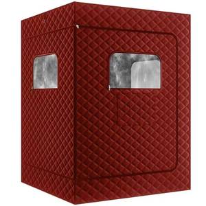 lot 7599 image: KASUE Upgraded 2 Person Portable Infrared Sauna Box Indoor, Outdoor, Gym, Red