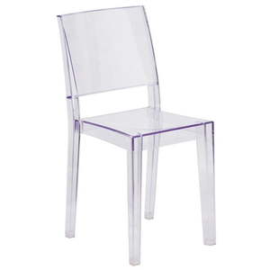 lot 7602 image: Flash Furniture Phantom Series Adult Molded Stacking Ghost Side Chair  Transparent