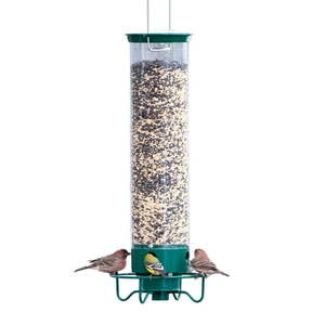 lot 7612 image: Droll Yankees Flipper Squirrel-Proof Tube Bird Feeder - Green - 5 lb. capacity