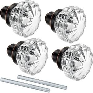 lot 8032 image: Amylove 2 Set Glass Door Knobs Mortise Style Fluted Crystal Antique Door Knobs with Spindle Antique Doorknobs for Home Interior (Bronze, Basic)