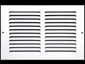 lot 8054 image: HVAC Premium 12 x 6 Duct Opening Flat Stamped Steel Return Air Grille - Sidewall and Ceiling - HVAC Vent Duct Cover - White Outer Dimensions 13.75w X 7.75h