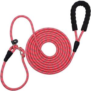 lot 8058 image: Boswany 12FT 20FT Anti-Choking Long Training Lead, 38 Thick Reflective Rope Leash Slip Lead with Comfortable Handle, No Pull Leash for Medium Large Dogs (38in x 12ft, Pink)