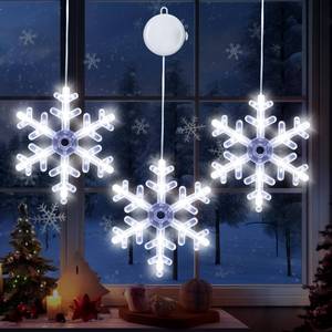 lot 8059 image: LHYLDS Christmas Decorations 3Pcs White Snowflake Window Lights with Suction Cup Battery Operated Christmas Lights, Hanging Lighted Xmas Window Decoration Indoor Outdoor Xmas Tree Home Decor