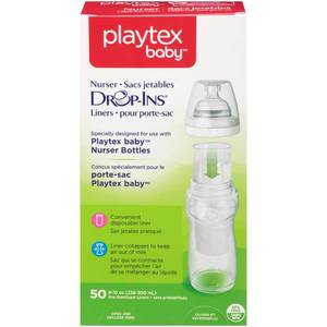 lot 8062 image: Diaper Genie Playtex Nurser Drop-Ins Baby Bottle Disposable Liners, Closer to Breastfeeding, 8 Oz, 50 Count