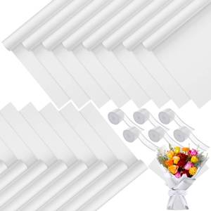 lot 9949 image: Sabary 120 Sheets Flower Wrapping Paper Bouquet Pure Color Waterproof Floral Packaging Paper with 196 Inch Ribbon Florist Bouquet Supplies for Wedding Birthday DIY, 22.8 x 22.8 Inch(White)