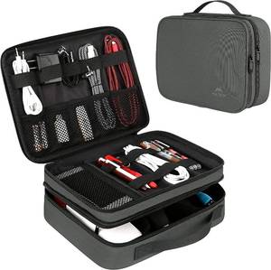 lot 10000 image: MATEIN Cord Organizer Bag, Travel Universal Cable Organizer Case Sturdy Accessories Pouch with Handle, Medium Electronic Carrying Bag for Cable, Grey
