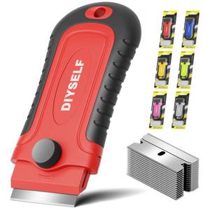 lot 10013 image: DIYSELF 1 Pack Razor Blade Scraper with 15 Extra Blades, Scraper Tool for Cleaning Window, Paint, Cooktop, Oven, Glass Stove Top Scraper, Razor Scraper with Buit-In Blade Storage