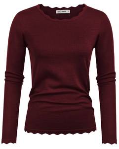 lot 10019 image: GRACE KARIN Fall Sweater for Women 2025 Crew Neck Lightweight Winter Knit Pullover Sweaters Fitted Business Casual Tops Dark Wine L