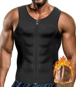 lot 10391 image: Men Sauna Vest Sweat Waist Trainer Zipper Hot Neoprene Tank Top Corset Compression Body Shaper Sauna Shirt Workout (Blackzip,L)