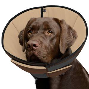 lot 10394 image: Queenmore Dog Cones for Large Dogs, Soft Dog Cone for Large Breeds, Cone for Dogs After Surgery, Adjustable Elizabethan Collar for Pet to Prevent Licking Wounds, Brown L