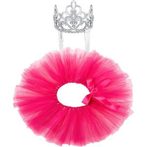 lot 10412 image: 2 Pcs Dog Crown Headband Dog Tutu Dress Set Crystal Rhinestone Tiara Crown Tutu Skirt Pet Dress Costume for Puppy Birthday Party Wedding Photo Prop Costume(X-Large,Rose Red)