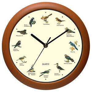 lot 10441 image: Belinlen Singing Bird Wall Clock 12 Inch of The Bird Names and Songs
