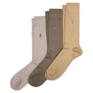 lot 10442 image: POLO RALPH LAUREN Mens Supersoft Flat Crew Sock 3 Pair Pack, Khaki, Mens Shoe Size 6-12