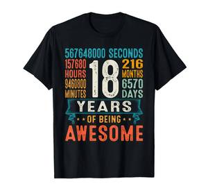 lot 10443 image: 18 Years Old Retro Distressed 18th Birthday Gifts 216 Months T-Shirt