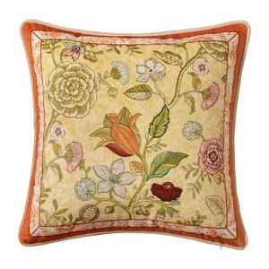 lot 10444 image: Livebee Grandmillennial Floral Throw Pillow Covers, Velvet Euro Shams Decorative Orange Throw Pillow 18x18 for Couch Sofa Bed, Orange Bell