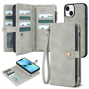 lot 10445 image: TwoHead Designed for iPhone 13 Wallet Case with Card Holder,Detachable Magnetic Phone Case with Wallet PU Leather Wallet Phone Case for iPhone 13 Case Wallet for WomenMen with Wrist Strap(Gray)