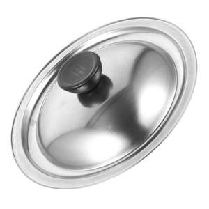 lot 10454 image: HOMSFOU Multipurpose 6.88 Inch Universal Metal Pot Lid Replacement for Frying Pans Skillets Seasoning Pots Kitchen Cookware Cover a little bent