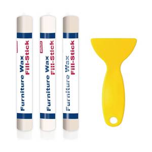 lot 10456 image: Kenbry Wood Filler Sticks 3 Colors White Wax Fill Stick, Wood Repair Kit for Scratches, Crack, Scuffs, Gouges on Wooden Funiture, Floors, Cabinets, Tables, and Doors-Rub Briskly Repair