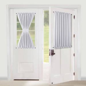 lot 10457 image: XWZO Room Darkening Curtains for French Doors, Privacy and Thermal Curtains for Glass Door, Rod Pocket Curtains with Tiebacks, 54 x 40 inches Long, White, 1 Panel