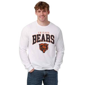 lot 10458 image: FOCO Chicago Bears NFL Mens Classic Arched Logo Long Sleeve T-Shirt - White - XL