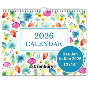 lot 10459 image: CRANBURY 2026 Wall Calendar 12x15, Large Hanging or Desk Monthly Planner, Seasons Theme, 12 x 15 Size, Jan��Dec 2026, Includes Planner Stickers