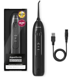 lot 10466 image: AquaSonic Icon Water Flosser for Teeth �� Cordless Rechargeable Oral Irrigator �� Waterproof, Portable Dental Cleaning with Jet Tip �� Braces Home Travel - Onyx