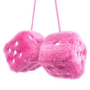 lot 10468 image: YGMONER Pink Fuzzy Dice for Car Rear View Mirror, Pair of 2.75 Plush Dice Retro Hanging Ornaments Car Interior Rearview Mirror Decor Accessories (Pink)