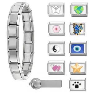 lot 10496 image: ITingstere Italian Charms Bracelet Sets with 1Pcs Starter Brascelet,10Pcs Charms and Opening Tools,9mm Italian Modular Charm Bracelet Link Handmade DIY Module Jewelry Gifts