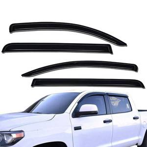 lot 11976 image: Lightronic Extra Durable Outside-Mount Auto Vent Window Visors Rain Guards, Fits 2007-2021 Toyota Tundra CrewMax, SR5Limited1794 EditionPlatinumTRD Pro (4-Door Extended Crew Cab), Smoke, 4-Pcs