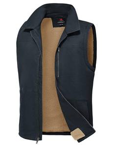 lot 12295 image: Rdruko Mens Winter Fleece Vest Outerwear Warm Sherpa Lined Full Zip Casual Work Vest, Navy Blue, 2XL