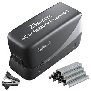 lot 12306 image: Craftinova Electric Stapler, 25 Sheet, Include 2000 Staples and 1 Remover, Jam Free, Professional and Home Office Stapler��Battery not Included��AC or Battery Powered.