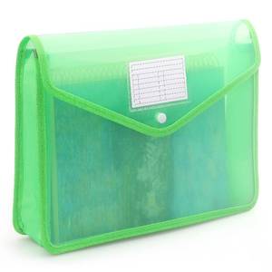 lot 12334 image: Plastic Expanding File Folder, Transparent envelopes with Snap Closure, No Dividers, Large Capacity, Fit LetterA4 Size (Green)