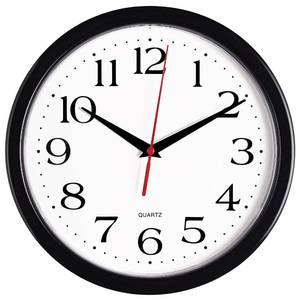 lot 12342 image: Bernhard Products Black Wall Clock Silent Non Ticking 10 Inch Quality Quartz Battery Operated Round Easy to Read HomeOfficeKitchenClassroomSchool Clock Sweep Movement
