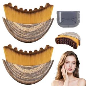 lot 12365 image: 2 PCS Lymphatic Contour Face Brush, Ergonomic Lymphatic Drainage Massager, Natural Makeup Brushes with Gentle Bristles, Hypoallergenic Manual FacialBody Brush for Sculpting