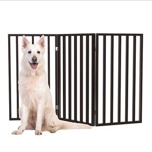 lot 13409 image: PETMAKER Wooden Pet Gate- Tall Freestanding 3-Panel Indoor Barrier Fence  Lightweight & Foldable for Dogs  Puppies  Pets- 54 X32 (Dark Brown)