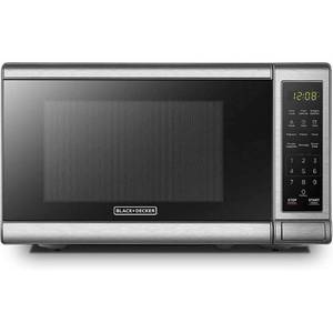 lot 13414 image: BLACKDECKER EM720CB7 Digital Microwave Oven with Turntable Push-Button Door, Child Safety Lock, 700W, Stainless Steel, 0.7 Cu.ft (B07HGH1KG6)