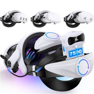 lot 13424 image: Head Strap with Battery for Meta Quest 3SQuest 3Quest 2, Comfor VR Accessory with 2 Adjustable Knobs to Adjust for Head Fit, Elite Strap with 7500mah Battery Pack for Extended 3H of Playtime