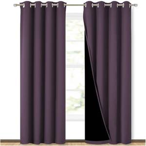 lot 13444 image: NICETOWN 100% Blackout Curtains 84 inches Long, Plum, 52 inches Wide, Pair of Energy Smart & Noise Blocking Out Drapes for Baby Room Window, Thermal Insulated Guest Room Lined Window Dressing