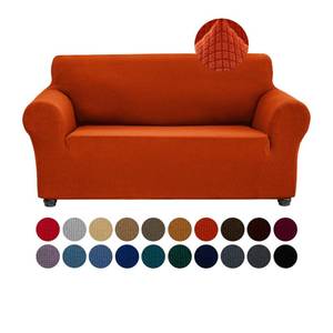 lot 13448 image: Joccun Stretch Loveseat Couch Cover, 1-Piece Sofa Cover for 2 Cushion Couch Spandex Jacquard Washable Furniture Protector Cover for Living Room,Kids,Pets��Loveseat,Pureed Pumpkin��