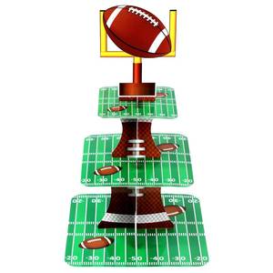 lot 14014 image: Nuenen Football Theme Party Cupcake Stand Decorations, 3 Tier Cupcake Concession Tower Sports Theme Birthday Dessert Stand for Sports Party Supplies Decor (Football)