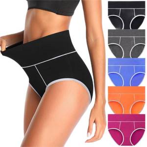 lot 14024 image: CULAYII Plus Size Underwear for Women Cotton Panties High Waisted Full Coverage Stretch Briefs Soft Underwear for Women (MulticolorA - 5 Pack,5XL)