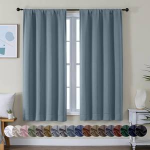 lot 14027 image: Simplebrand Ava Stone Blue Blackout Curtains for Bedroom 63 Inch Length 2 Panels, Solid Thermal Insulated Energy Saving Rod Pocket Window Treatment Curtains Blackout Drapes, W40 x L63 Inch, Stone Blue