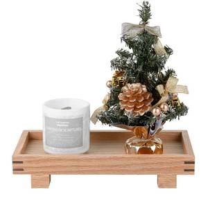 lot 14479 image: Decorative Tray Small Pedestal Stand Farmhouse Bathroom Decor Wooden Riser Display Stand for Vanity, Kitchen Countertop, Sink, 9.4  4.7 Brown