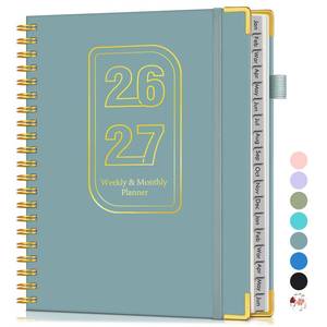 lot 14486 image: Planner 2026-2027, 18 Months Weekly and Monthly Hardcover Planner, January 2026 - June 2027, 8.5 x 11 A4 Large Daily Calendar Planner Book with Tabs, Spiral Yearly Agenda Organizer Notebook for School Work Home, Blue