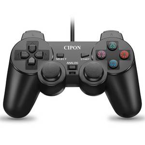 lot 14494 image: Cipon Wired Controller for PS-2 Console, Black Remote Controllers, PS-2 Accessories Gamepad with Double Vibration, 71 IN Cable
