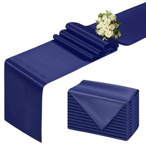 lot 14496 image: BDDC Blue Table Runner 12x108 Inch - 12 Pack Satin Table Runners, Smooth Table Runner for Party Wedding Banquets Birthday
