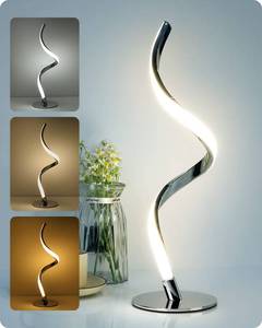 lot 15329 image: Yarra-Decor Modern Spiral Bedside Lamp - 3 Colors Touch Control LED Table Lamp, Stepless Dimmable Nightstand Lamps for Bedroom Living Room & Office(3000K 4000K 5000K)