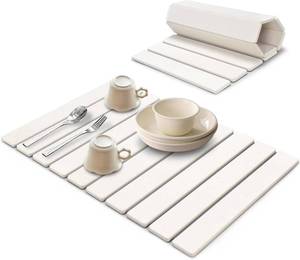 lot 15335 image: Large Stone Dish Drying Mats for Kitchen Counter, Eco - Friendly Diatomaceous Stone Mats, Non - Slip Collapsible Absorbable Stone Dish Drying Mat for Multi - Purpose, Match Any Countertop, 24�16