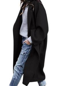 lot 15337 image: PRETTYGARDEN Womens Winter Coats 2026 Trendy Long Sleeve Notch Lapel Button Long Jackets Casual Oversized Vacation Outfits (Black,Medium)
